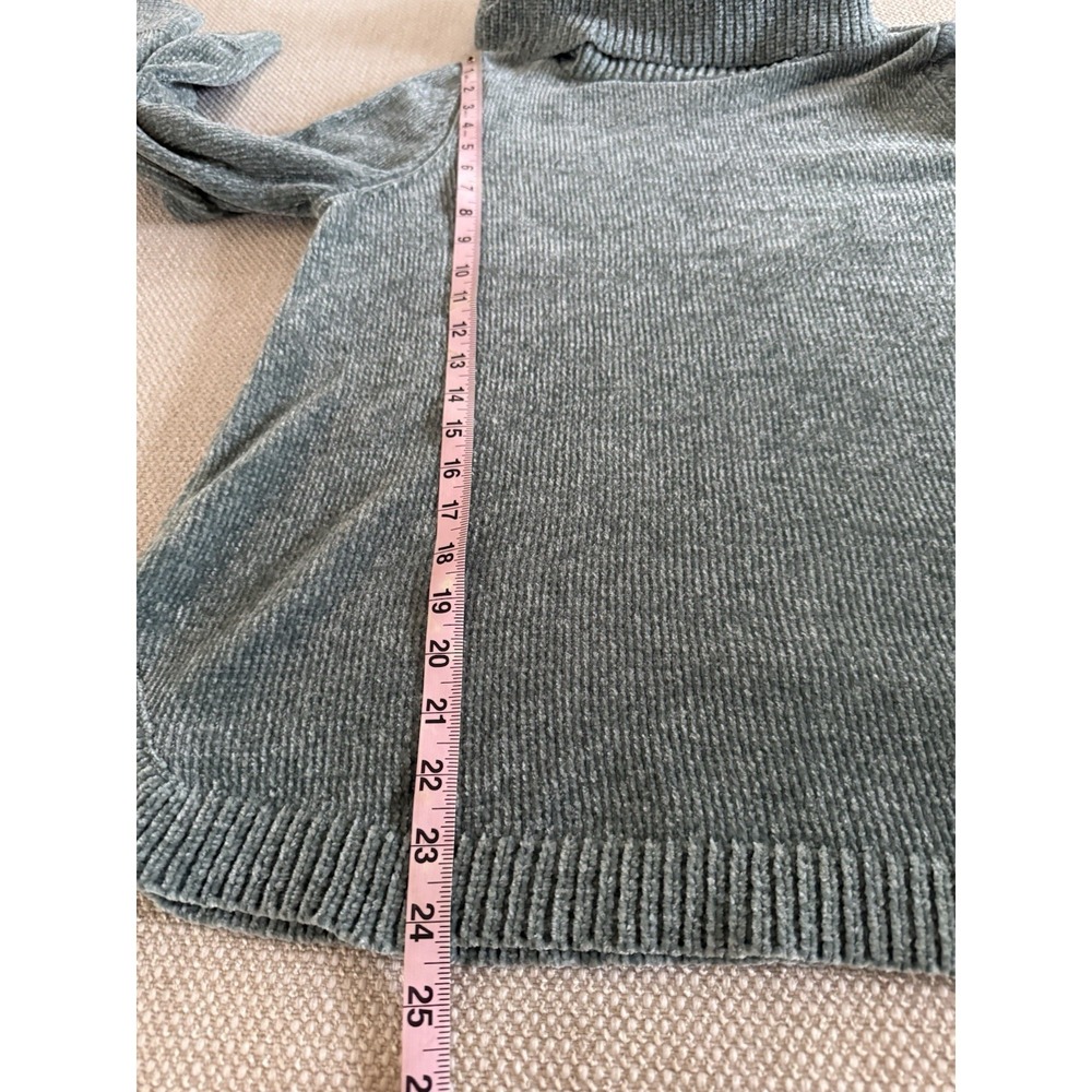 Soft Surroundings Sweater Womens Size M Sage Cowl Neck Relaxed Knit Chenille Top - Picture 11 of 11